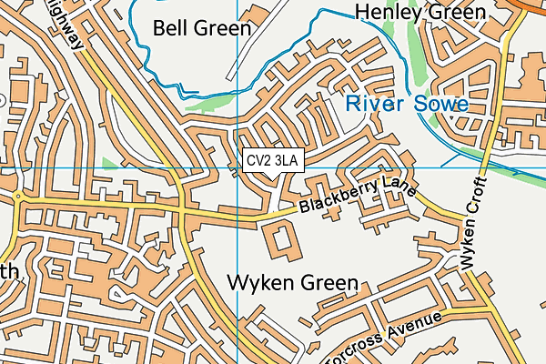 CV2 3LA map - OS VectorMap District (Ordnance Survey)