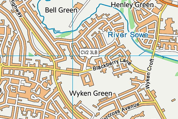 CV2 3LB map - OS VectorMap District (Ordnance Survey)