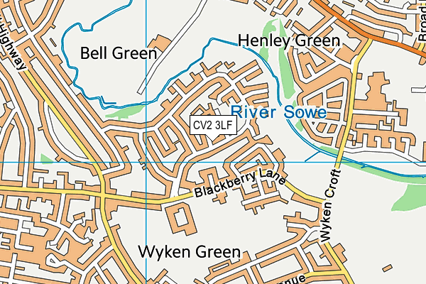 CV2 3LF map - OS VectorMap District (Ordnance Survey)