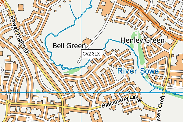 CV2 3LX map - OS VectorMap District (Ordnance Survey)