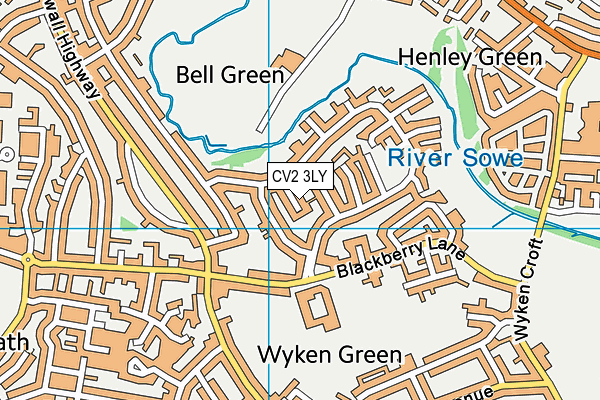 CV2 3LY map - OS VectorMap District (Ordnance Survey)