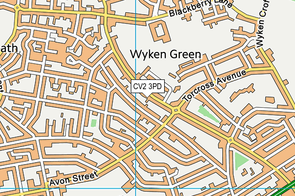 CV2 3PD map - OS VectorMap District (Ordnance Survey)