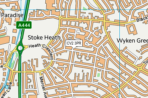 CV2 3PR map - OS VectorMap District (Ordnance Survey)