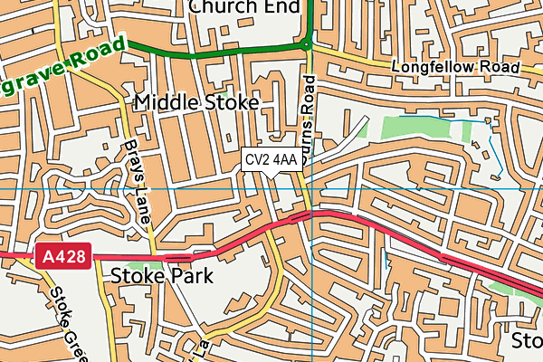 CV2 4AA map - OS VectorMap District (Ordnance Survey)