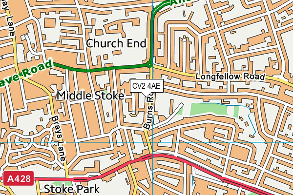 CV2 4AE map - OS VectorMap District (Ordnance Survey)