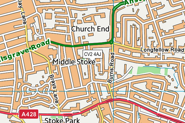 CV2 4AJ map - OS VectorMap District (Ordnance Survey)