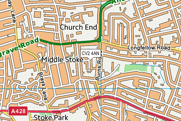 CV2 4AN map - OS VectorMap District (Ordnance Survey)