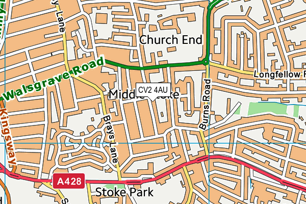 CV2 4AU map - OS VectorMap District (Ordnance Survey)