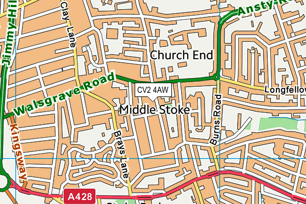 CV2 4AW map - OS VectorMap District (Ordnance Survey)