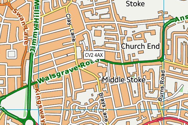 CV2 4AX map - OS VectorMap District (Ordnance Survey)