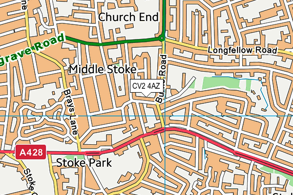 CV2 4AZ map - OS VectorMap District (Ordnance Survey)