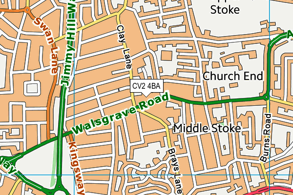 CV2 4BA map - OS VectorMap District (Ordnance Survey)