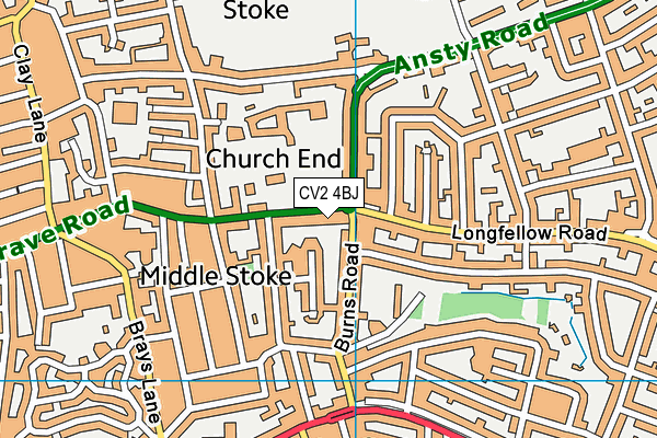 CV2 4BJ map - OS VectorMap District (Ordnance Survey)