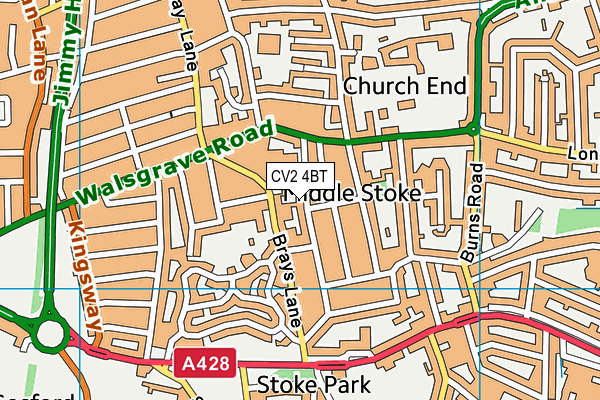 CV2 4BT map - OS VectorMap District (Ordnance Survey)