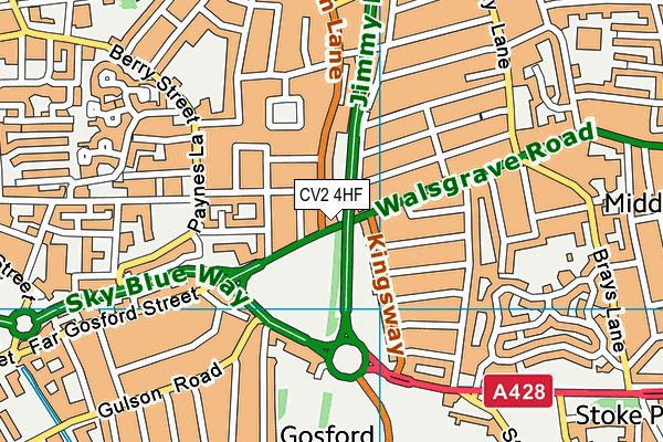 CV2 4HF map - OS VectorMap District (Ordnance Survey)