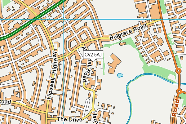 CV2 5AJ map - OS VectorMap District (Ordnance Survey)