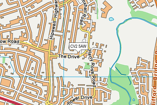 CV2 5AW map - OS VectorMap District (Ordnance Survey)