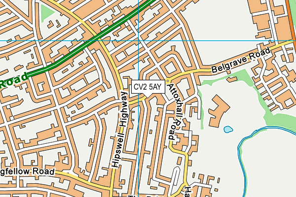 CV2 5AY map - OS VectorMap District (Ordnance Survey)