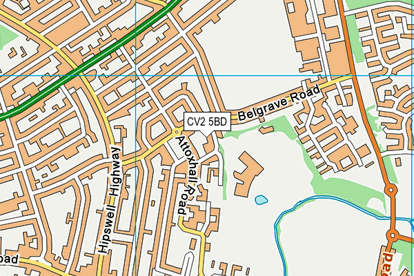 Caludon Castle Sports Centre map (CV2 5BD) - OS VectorMap District (Ordnance Survey)