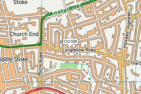 CV2 5DE map - OS VectorMap District (Ordnance Survey)