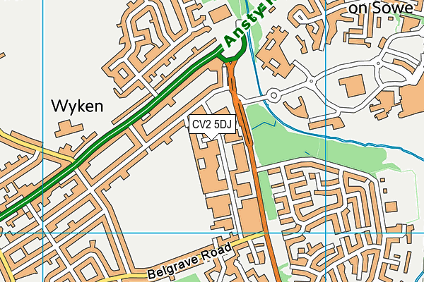 CV2 5DJ map - OS VectorMap District (Ordnance Survey)