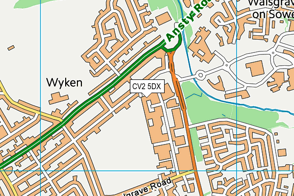 CV2 5DX map - OS VectorMap District (Ordnance Survey)