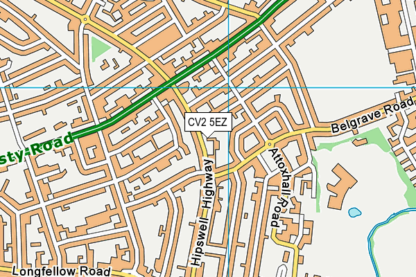 CV2 5EZ map - OS VectorMap District (Ordnance Survey)