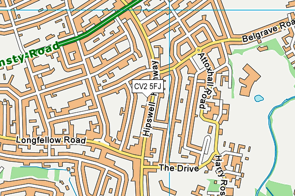 CV2 5FJ map - OS VectorMap District (Ordnance Survey)