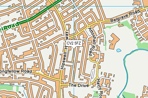 CV2 5FZ map - OS VectorMap District (Ordnance Survey)