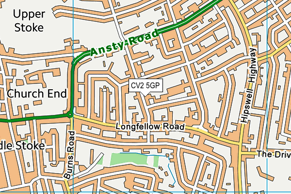 CV2 5GP map - OS VectorMap District (Ordnance Survey)