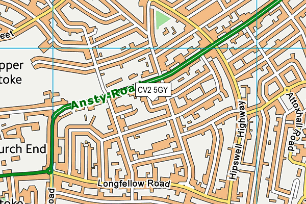 CV2 5GY map - OS VectorMap District (Ordnance Survey)