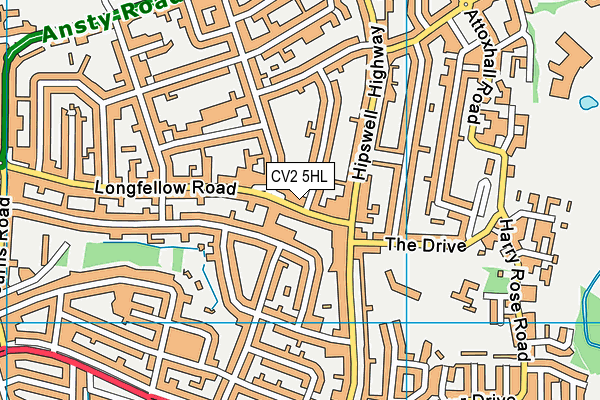 CV2 5HL map - OS VectorMap District (Ordnance Survey)