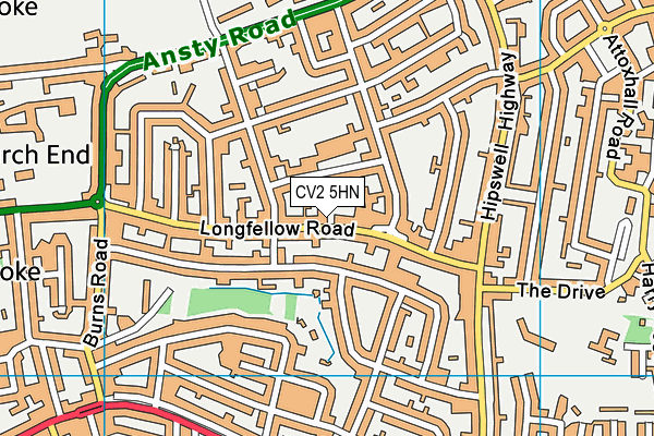 CV2 5HN map - OS VectorMap District (Ordnance Survey)