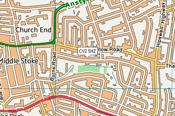 CV2 5HZ map - OS VectorMap District (Ordnance Survey)