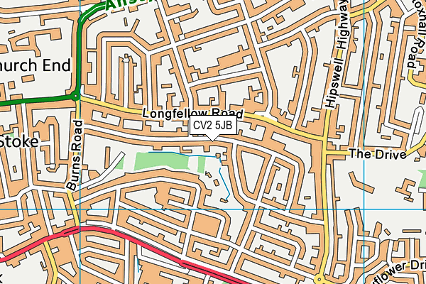 CV2 5JB map - OS VectorMap District (Ordnance Survey)