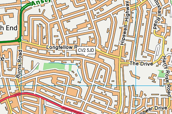 CV2 5JD map - OS VectorMap District (Ordnance Survey)