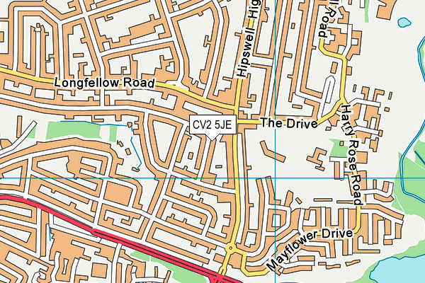 CV2 5JE map - OS VectorMap District (Ordnance Survey)