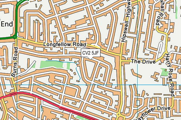 CV2 5JF map - OS VectorMap District (Ordnance Survey)