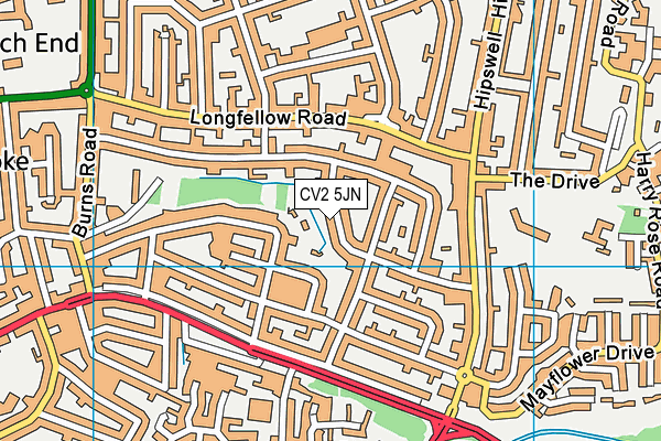 CV2 5JN map - OS VectorMap District (Ordnance Survey)