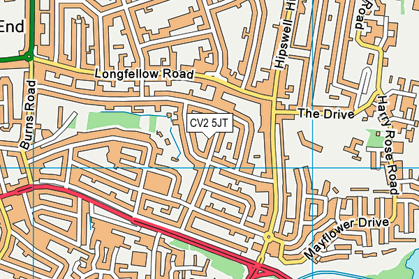 CV2 5JT map - OS VectorMap District (Ordnance Survey)