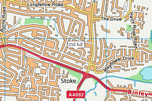 CV2 5JZ map - OS VectorMap District (Ordnance Survey)