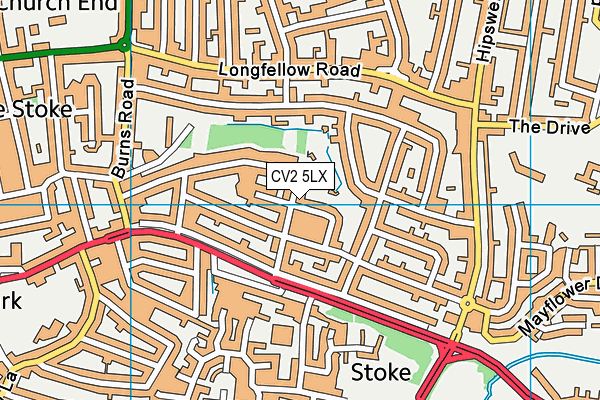 CV2 5LX map - OS VectorMap District (Ordnance Survey)