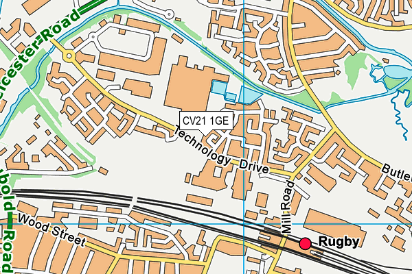 CV21 1GE map - OS VectorMap District (Ordnance Survey)