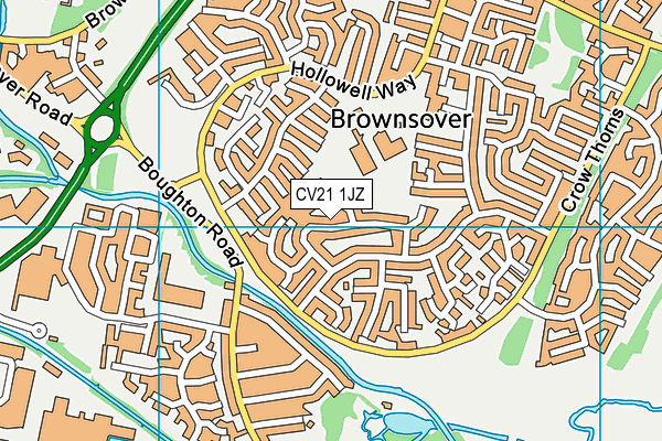 CV21 1JZ map - OS VectorMap District (Ordnance Survey)