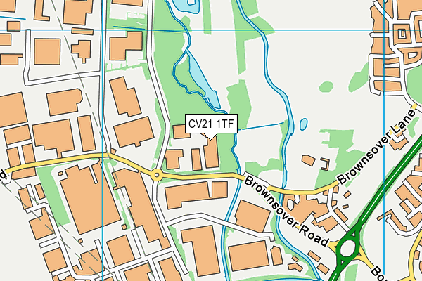 CV21 1TF map - OS VectorMap District (Ordnance Survey)