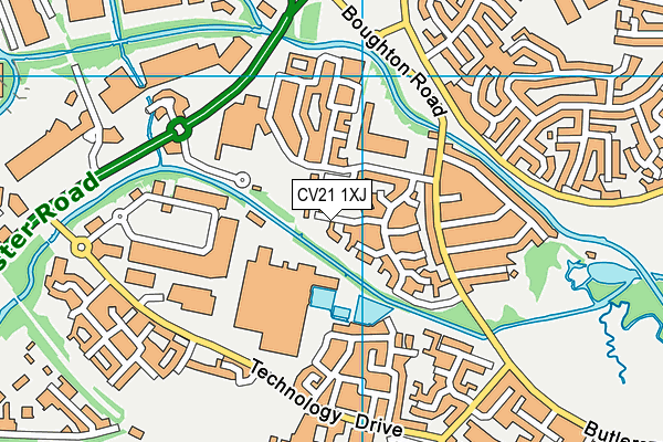 CV21 1XJ map - OS VectorMap District (Ordnance Survey)