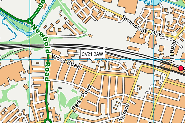 CV21 2AW map - OS VectorMap District (Ordnance Survey)