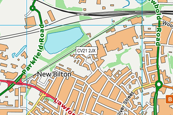 CV21 2JX map - OS VectorMap District (Ordnance Survey)