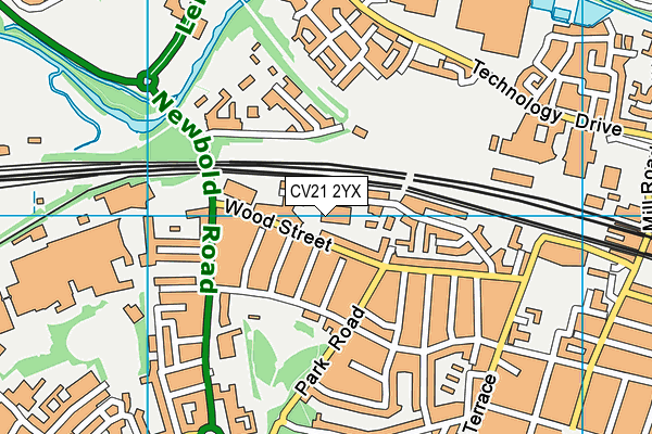 CV21 2YX map - OS VectorMap District (Ordnance Survey)