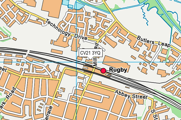 CV21 3YQ map - OS VectorMap District (Ordnance Survey)